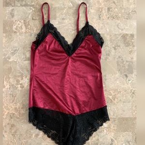 Red Satin Lingerie Bodysuit
